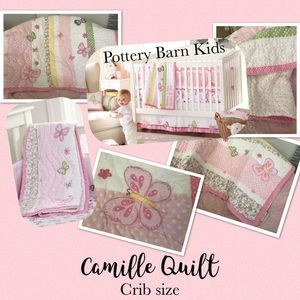 Pottery Barn Kids baby quilt with Butterflies, EUC